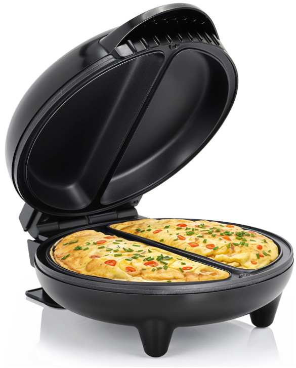 Sartén Doble Omelet Antiadherente 6.5” Acero Inoxidable Negro, Nuevo