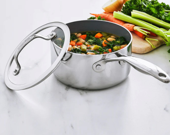 GreenPan Valencia Pro Stainless Steel Uncoated 1.6-Quart Saucepan with Lid