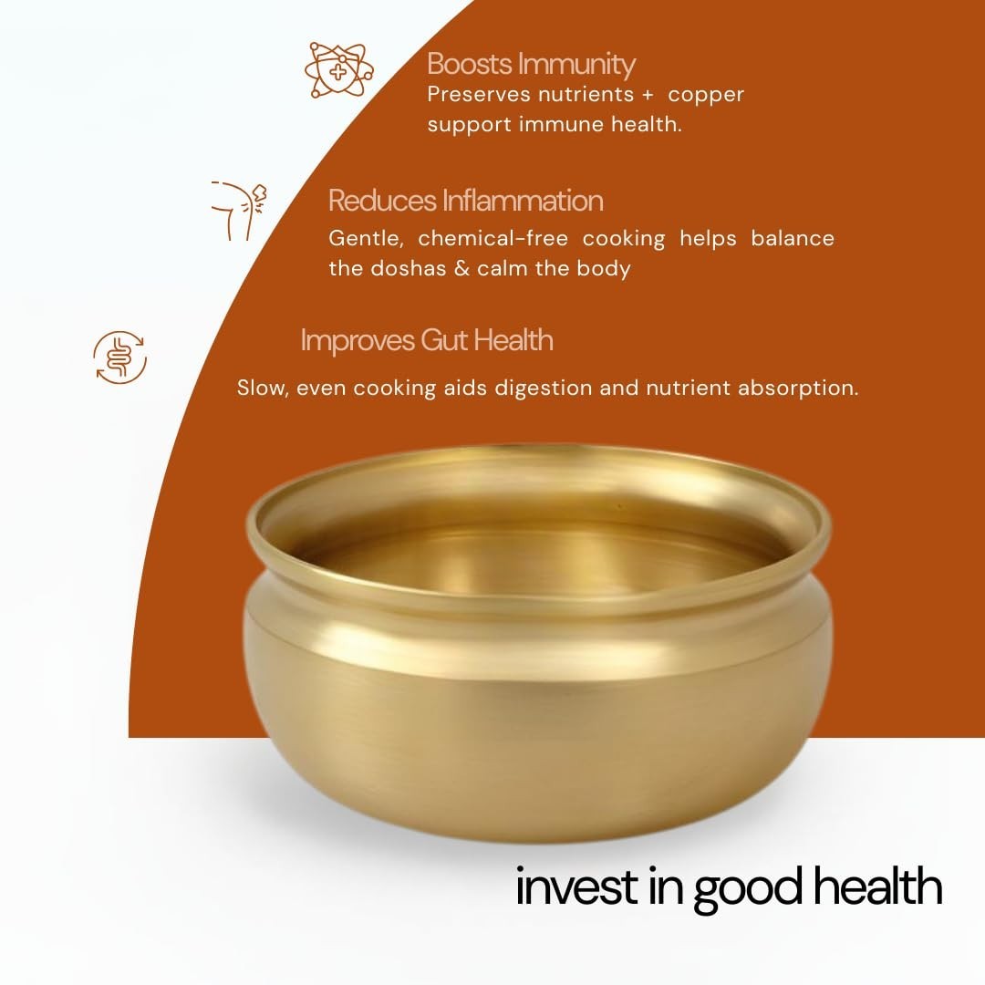 Pure Bronze Handi/Pongal Pot (3 Liters) | Traditional Pital Cooking Pot