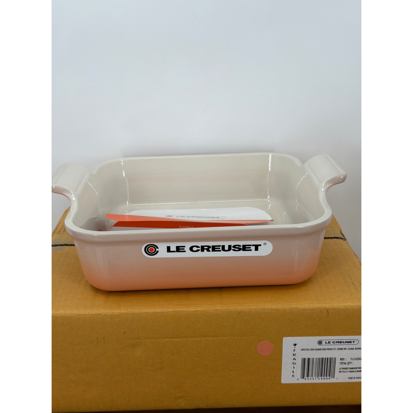Le Creuset Heritage 23cm Square Dish Peche Stoneware Baker 9in Peach Ombré
