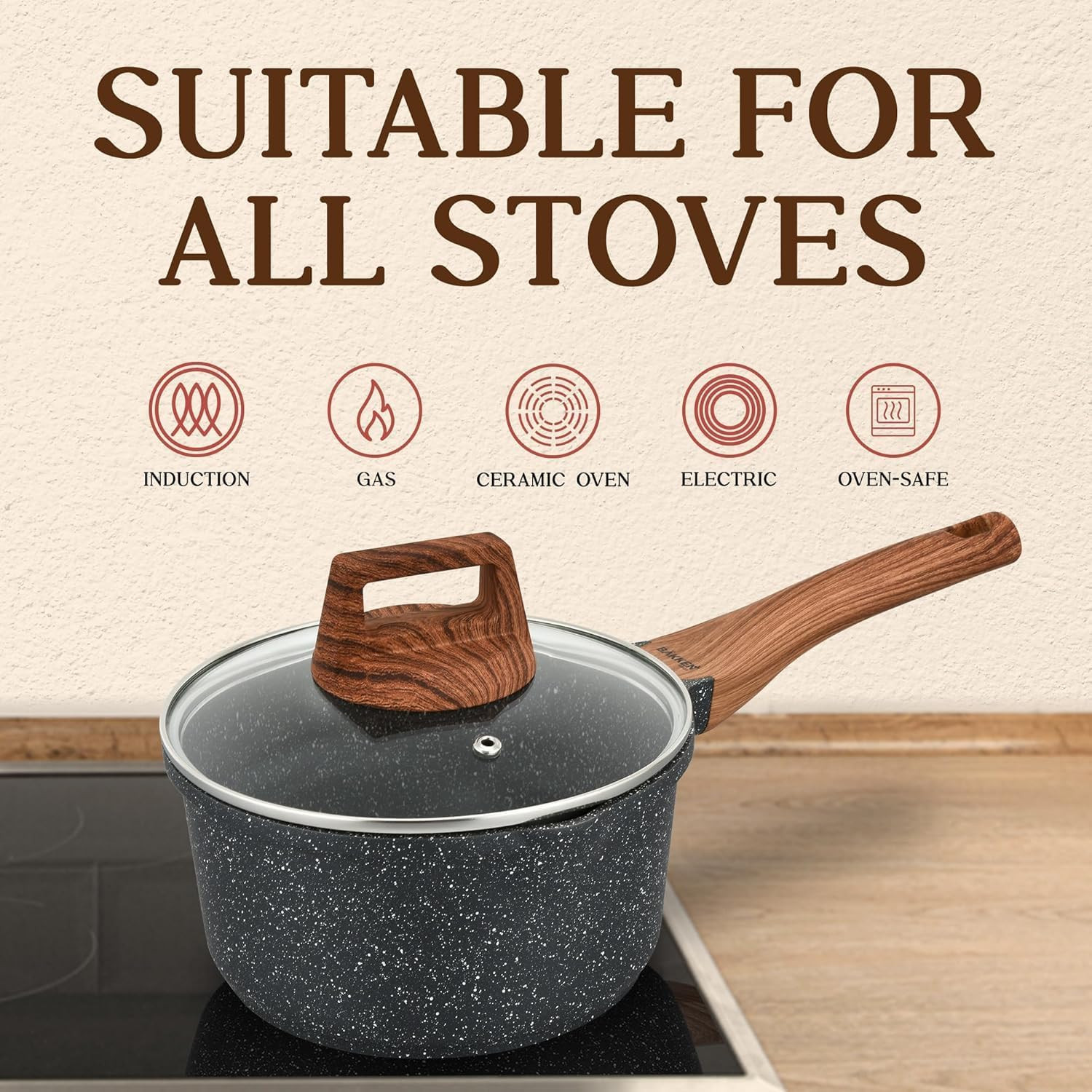 Bakken Master 20-Piece Nonstick Cookware & Bakeware Set with Glass Lids