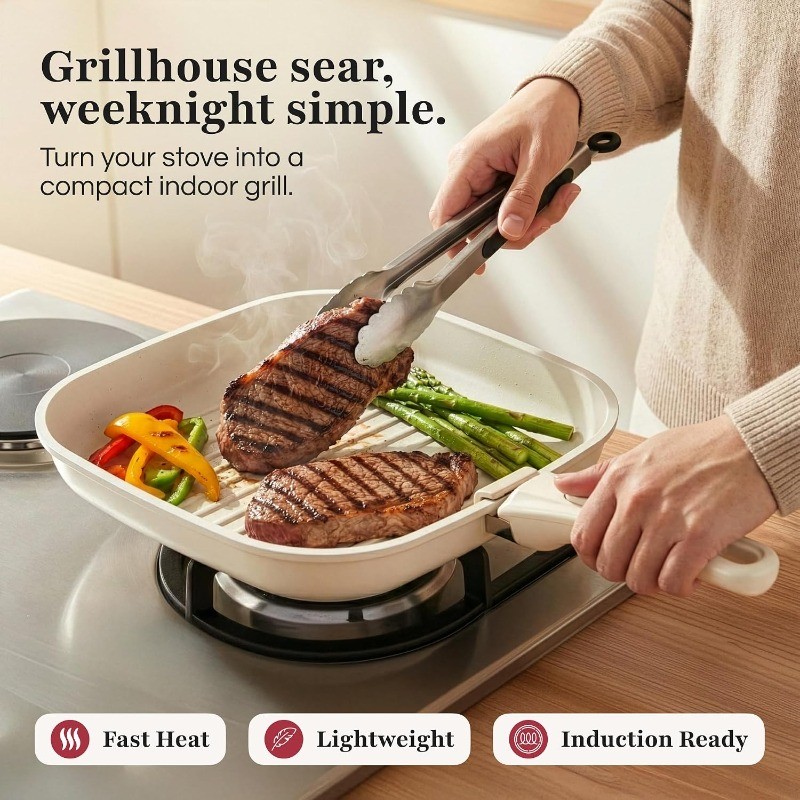 Grill Pan [FOR INDOOR COOKING] – Non-Stick Square Frying Pan for Stove Tops