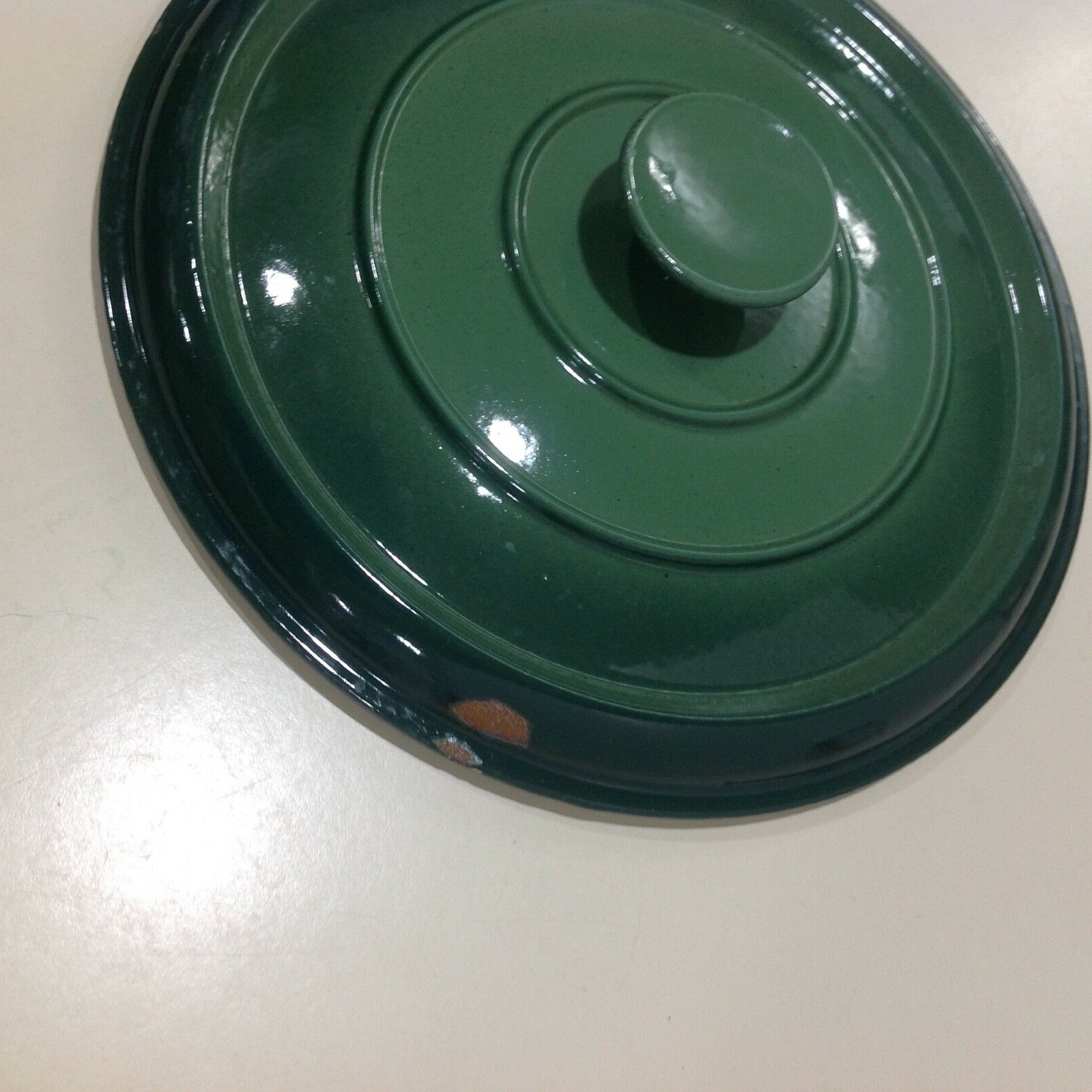 Lid Enameled Green Cast Iron #26 Round Dutch Oven Made in France Unknown Brand