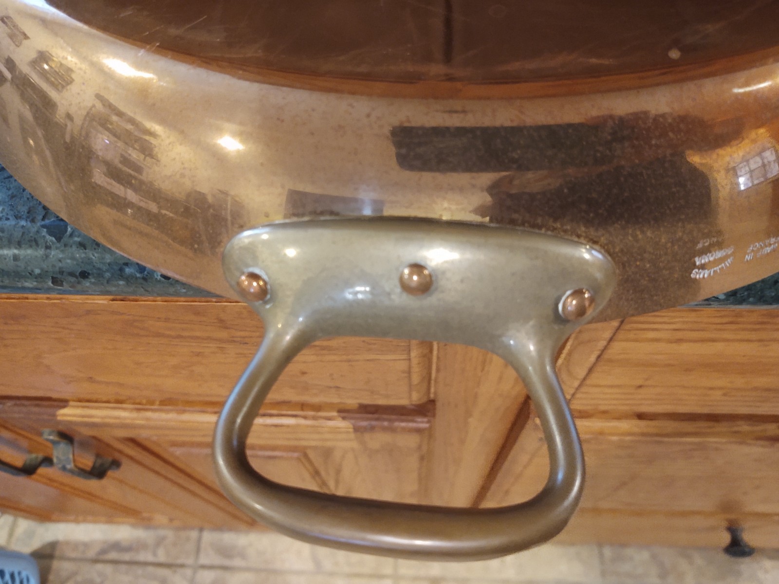 Vtg HUGE 16″ French Hammered Copper Mauviel Au Gratin Paella Williams Sonoma
