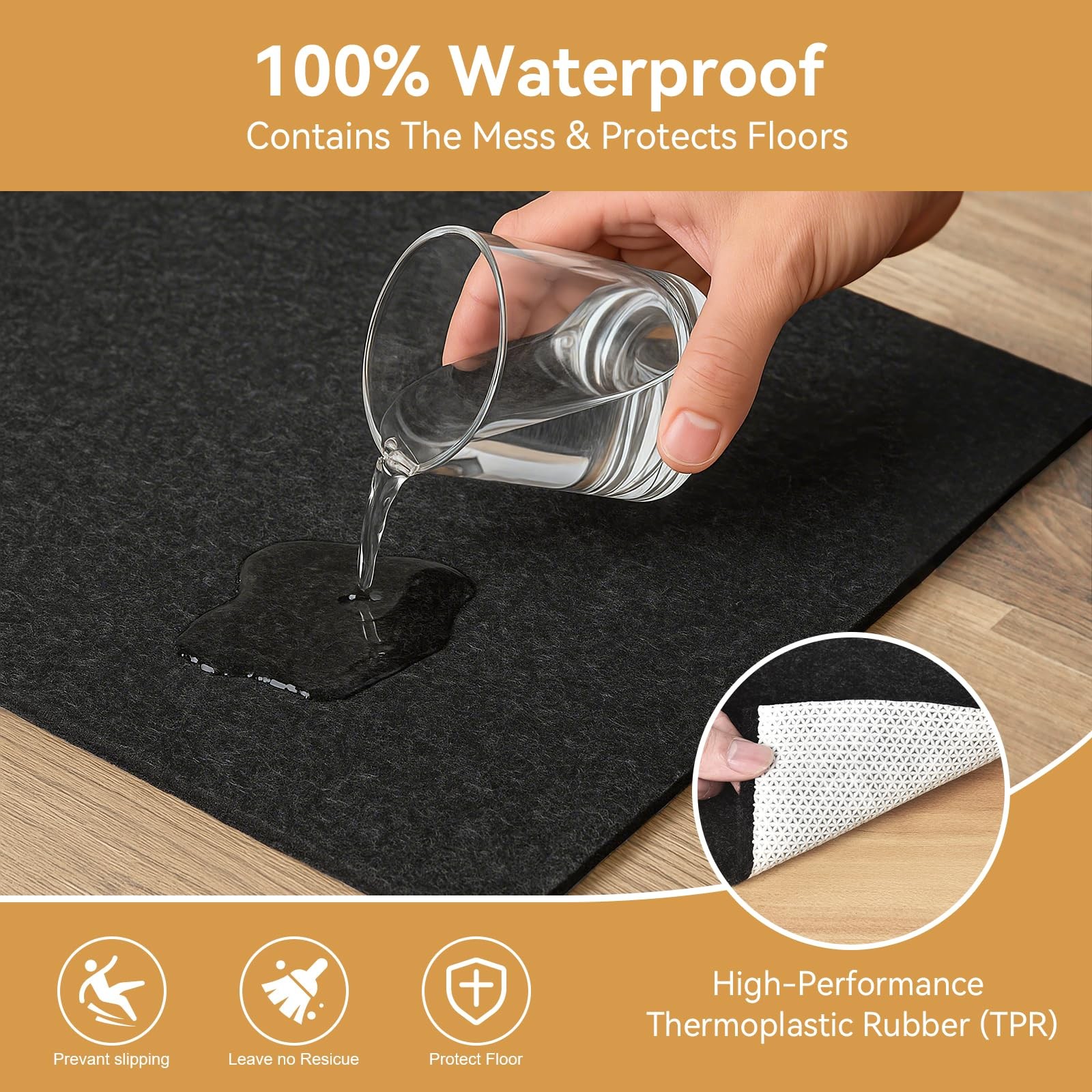Deep Dream Dual Surface 5X8 Rug Pad Waterproof 1/8 Thick Rubber Backing Non