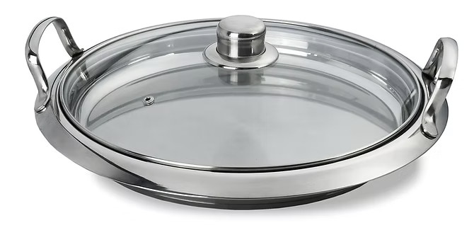 Chef’s Ware Townecraft 12″ Skillet Stainless Frying Pan Serving Dish & Glass Lid