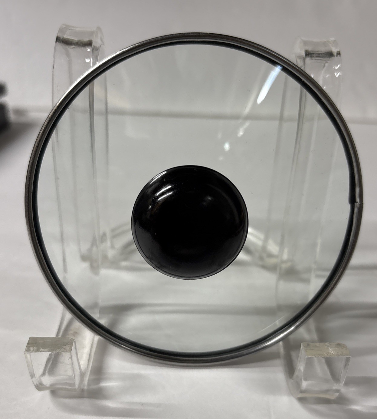 4 5/8” Glass Lid for Pot Sauce Pan Tempered Glass Stainless Steel Black Knob