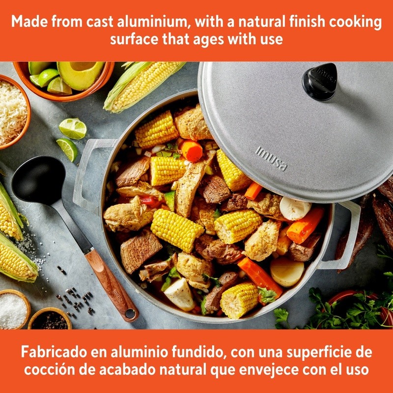 Versatile Cast Aluminum Caldero W/ Tight-Fitting Lid Cooking Soups Stews Rice US