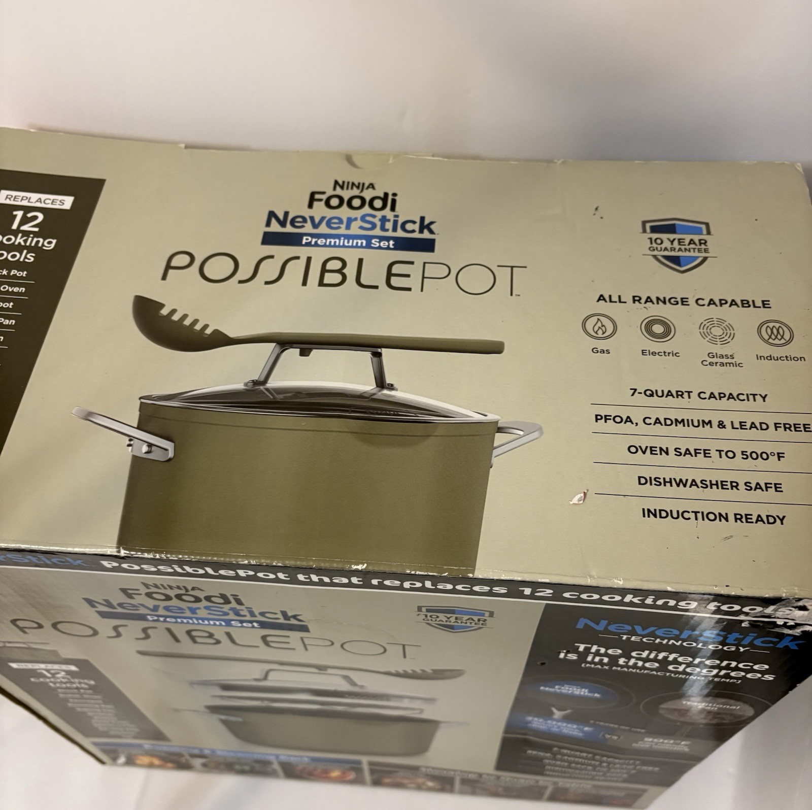 Ninja Foodi NeverStick Premium Set PossiblePot 7Qt Multi Purpose Pot Olive Green