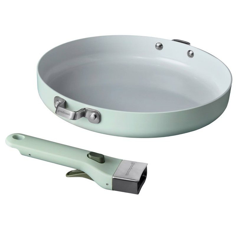 12″ Frypan Removable Handle Ceramic Nonstick Cookware Sage Green