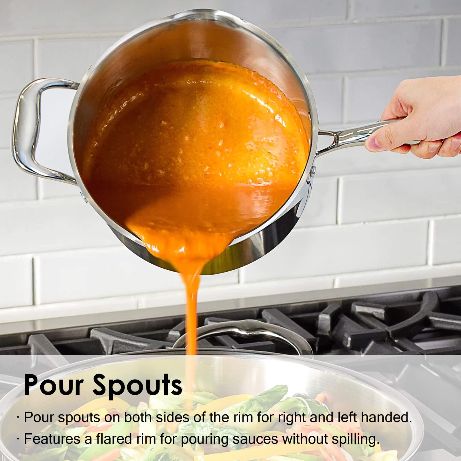 Stainless Steel 3.7Qt Saucepan with Pour Spout, Glass Lid & Strainer – Cooking P