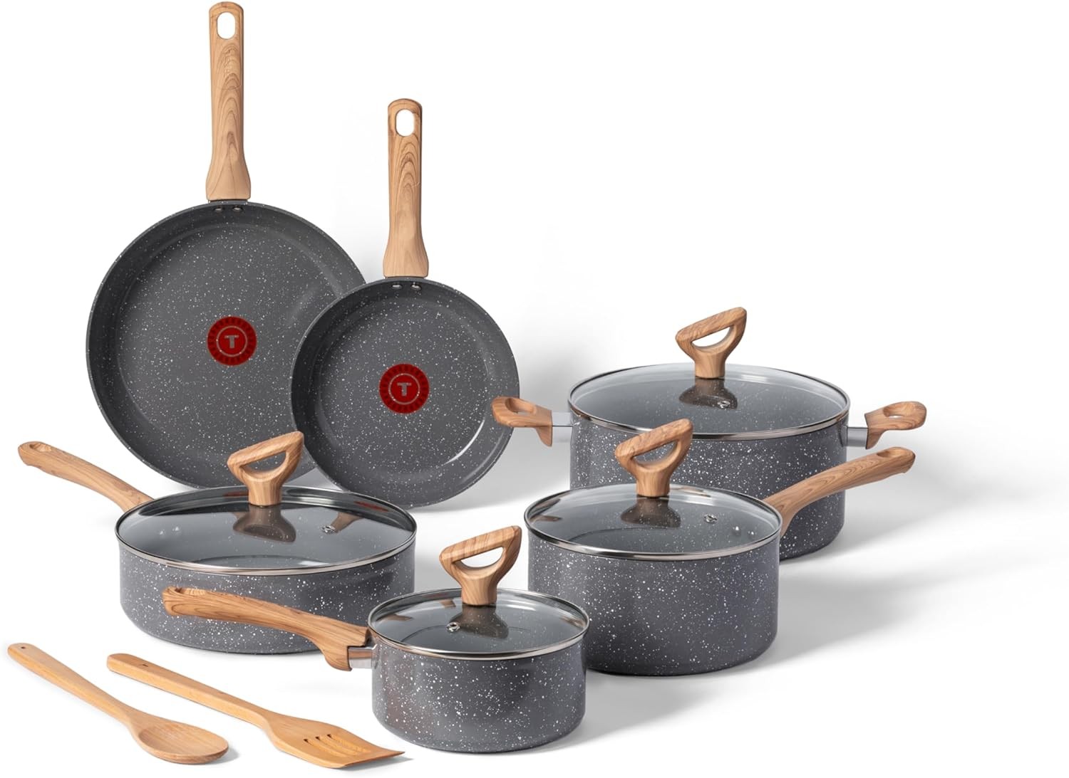 T-fal Revive Ceramic Cookware Sets, Pots and Pans Set Nonstick, (12 pieces),