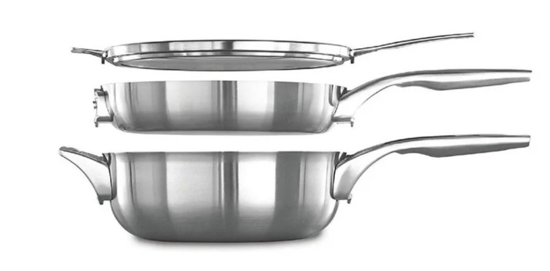 Calphalon Premier Cookware Set, Stainless Steel – 3 Piece Set (Defected Box)