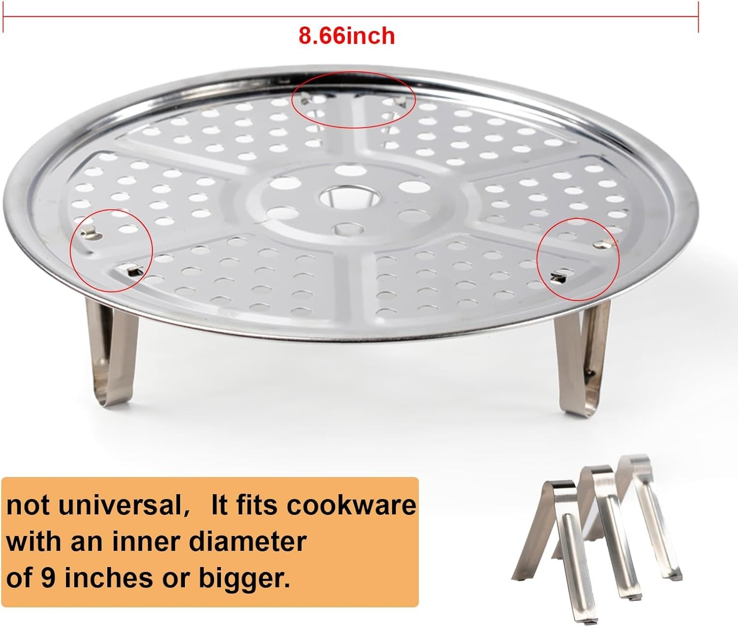 Versatile Stainless Steel Food Steamer Rack – 8.7 Inches for Healthy Cooking