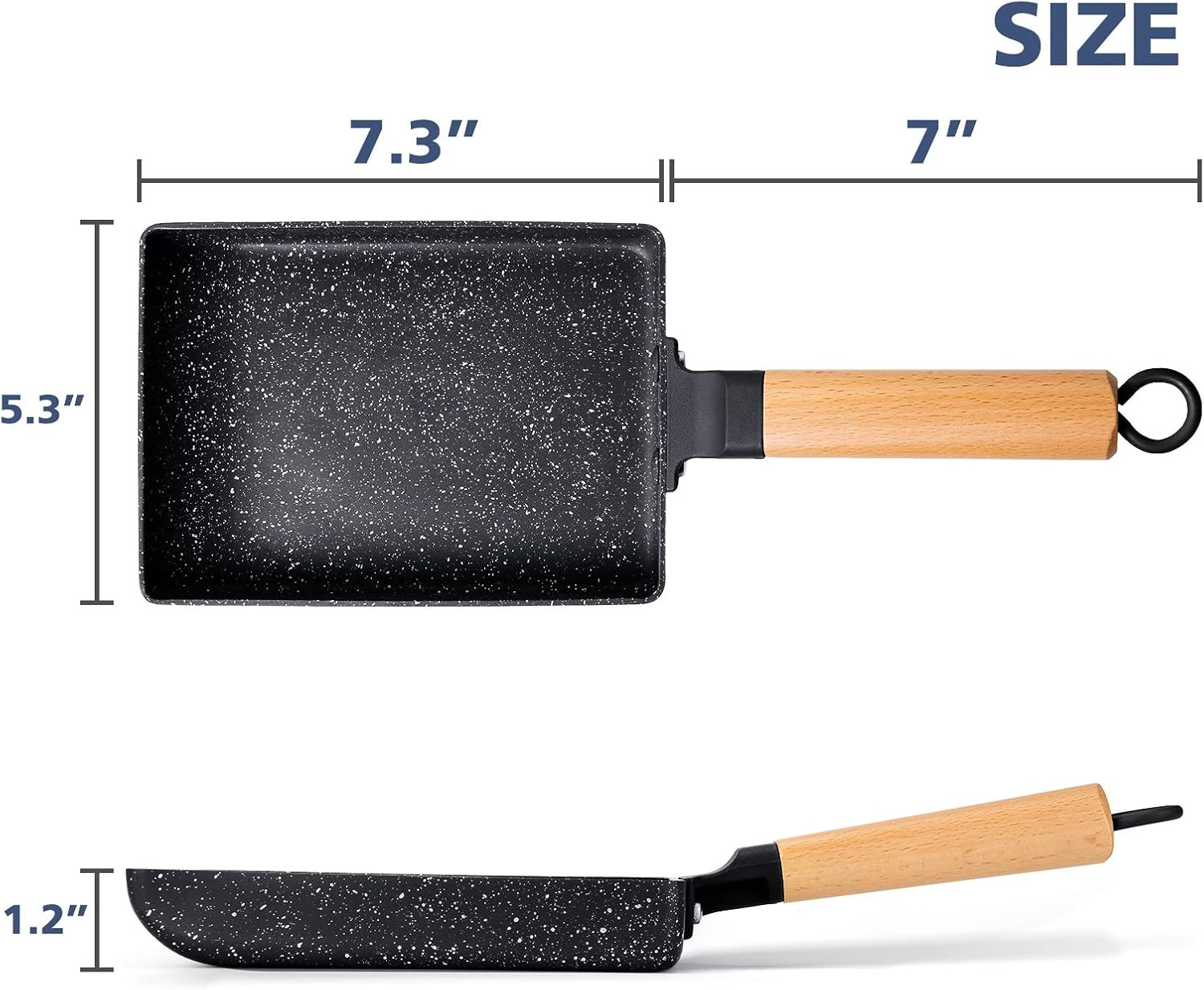 Ceramic Coating Square Japanese Tamagoyaki Omelette Small Skillet, Non-stick Rec
