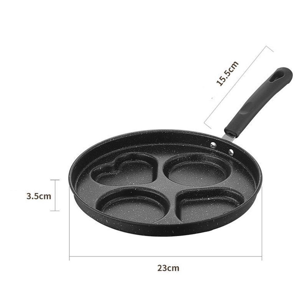 Black Stone Coated 4 Hole Griddle Pan 23cm for Omelettes Egg Patties Cooking