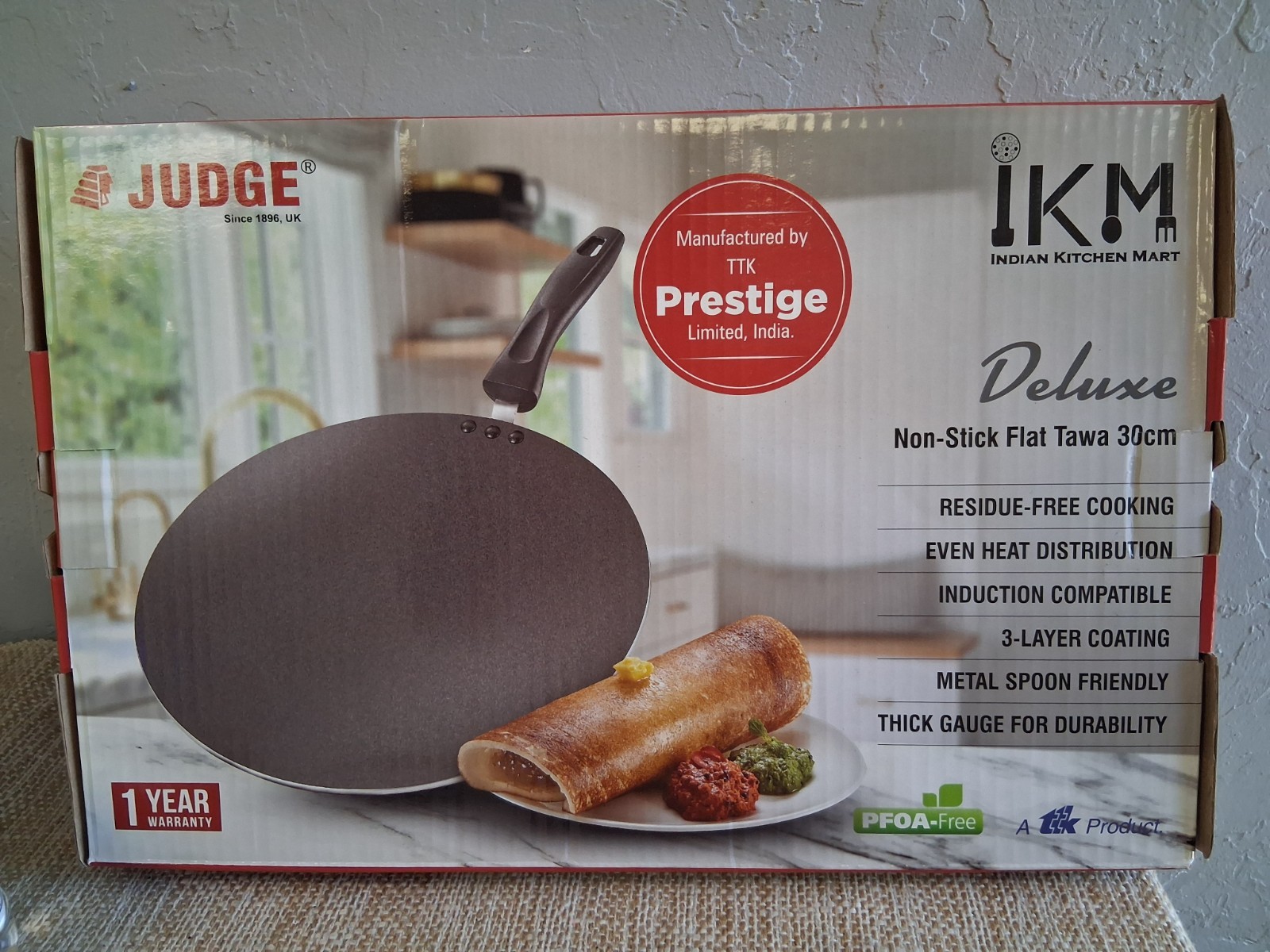 Vinod 30 Cm Nonstick Flat Tawa, 13 Inch For Roti / Dosa / Appam Pancake