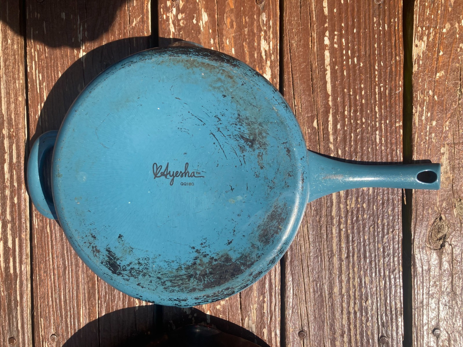 Lot of 3 Antique Bacon Press 2 Ayesha Cast Iron Skillets Frying Grill Pan 12″ 10