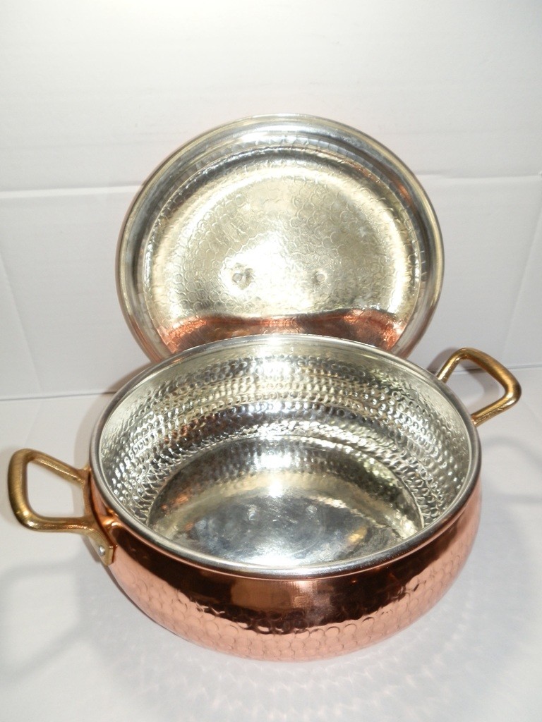 Domed Pan Pot 2 Handles Tinned Copper Handles Brass Professional 30