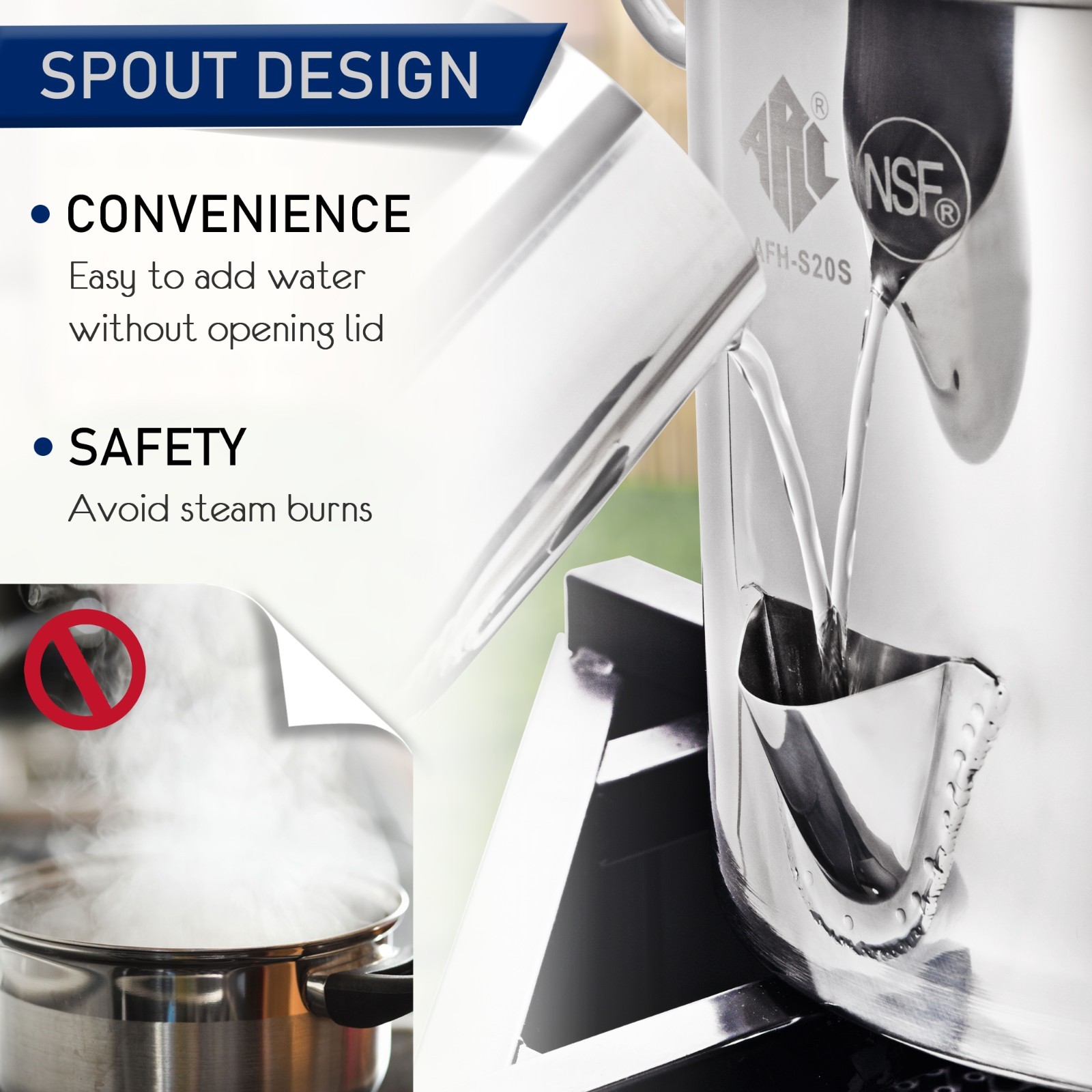Stainless Steel Steamer Pot with Spout & Divider for Tamales, Seafood Crab Steam