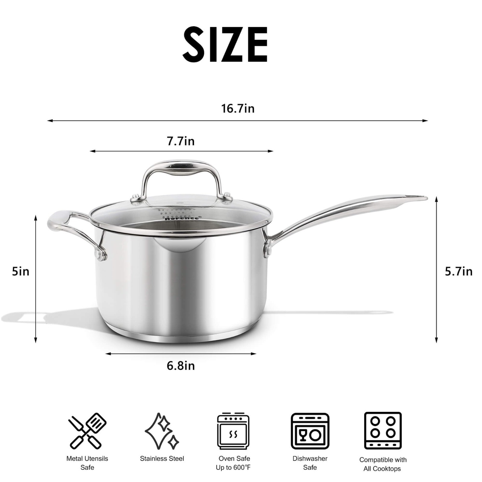 Stainless Steel 3.7Qt Saucepan with Pour Spout, Glass Lid & Strainer – Cooking P