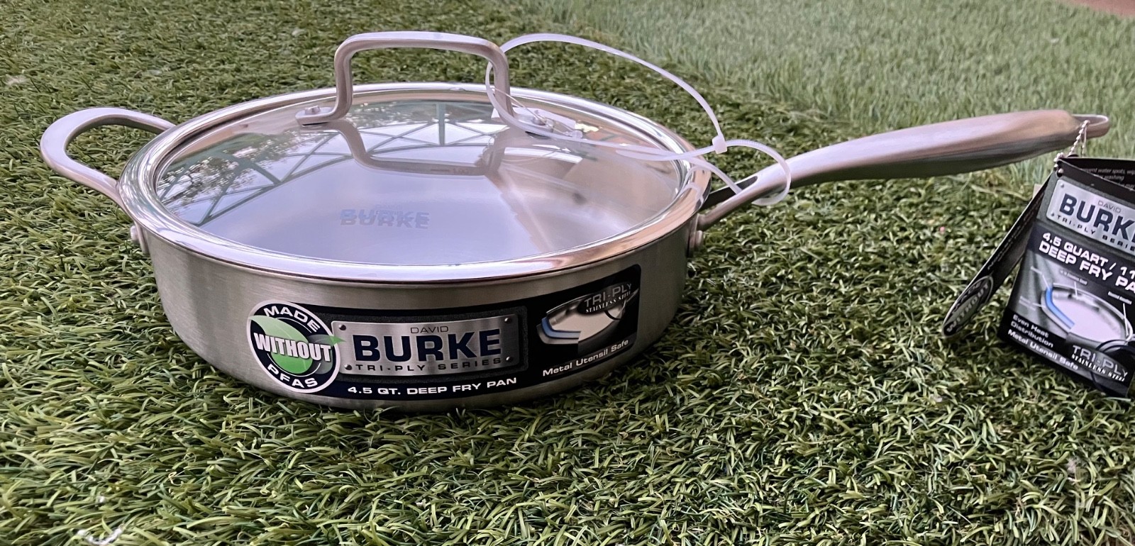 11” David Burke Tri-Ply Brushed Stainless Steel 4.5 Qt quart Sauté Deep Fry Pan