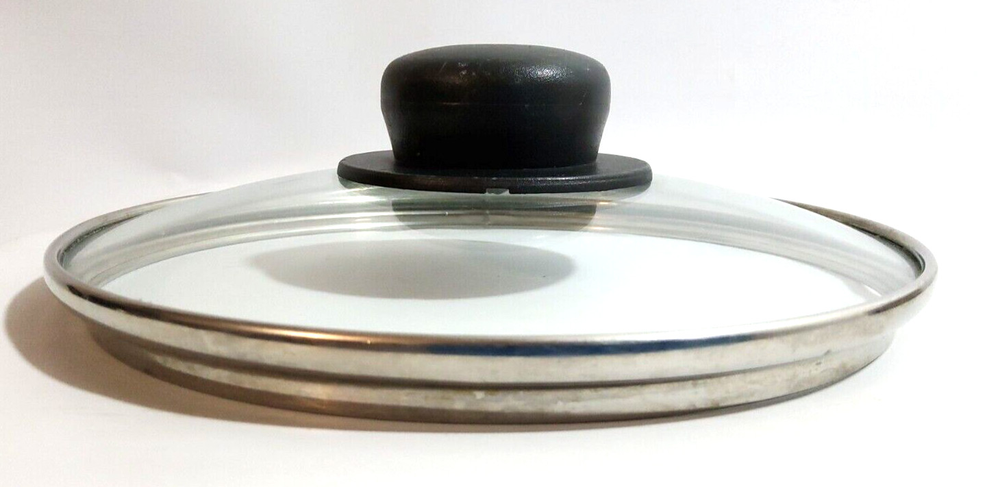 Replacement Glass Metal Cooking Pot Lid with Black Plastic Knob About 7 1/8″