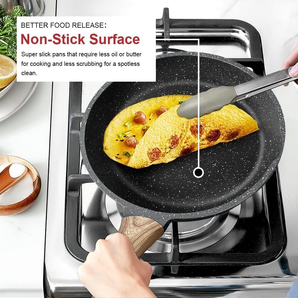 8 Inch Gray Granite Non Stick Frying Pan Induction Compatible