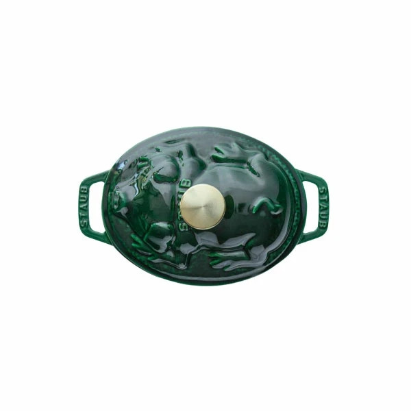 [US Tax Paid] STAUB Piggy Cocotte Oval 17cm Basil Green Limited Edition Cast NEW