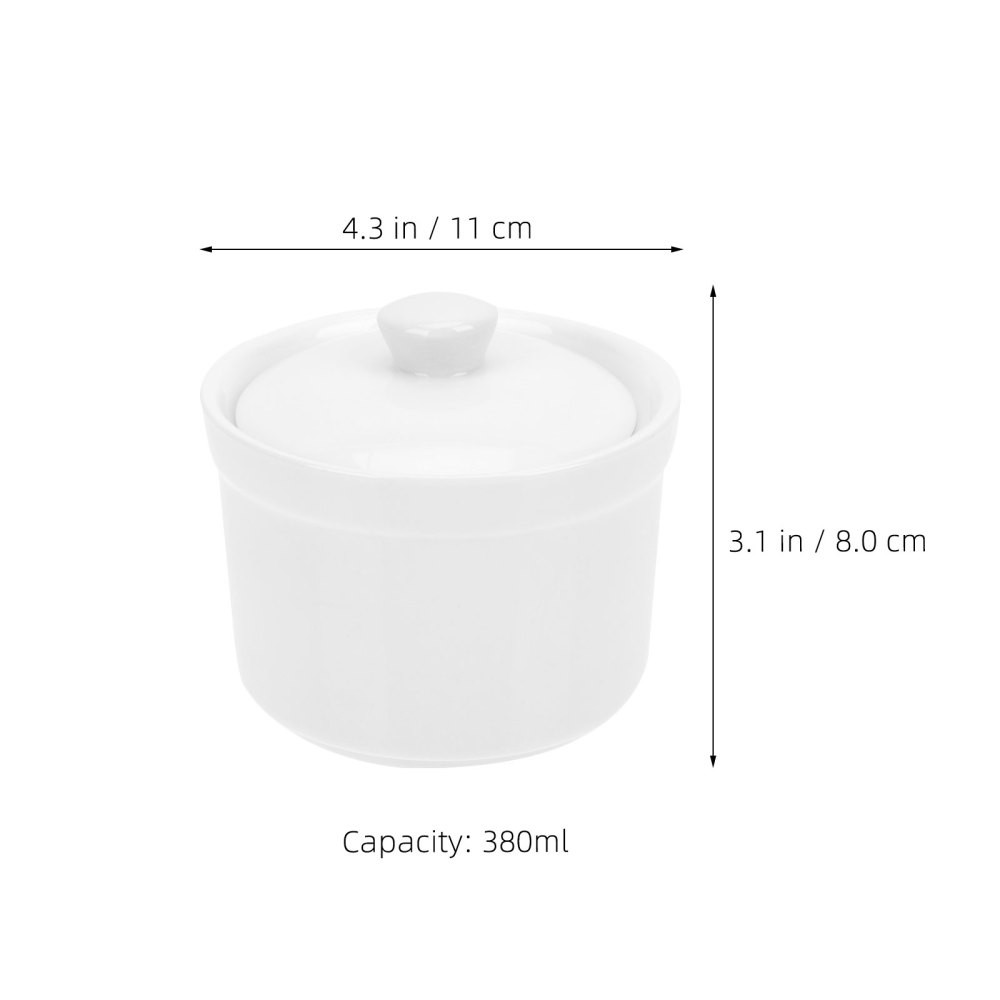 2Pcs White Ceramic Soup Crocks Porcelain Stew Pots for Cooking and Serving