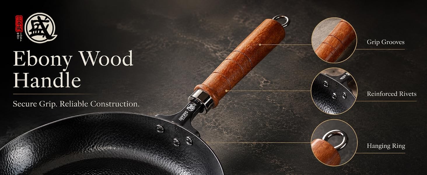 11-Inch Japanese Iron Skillet, Flat Bottom | No synthetic coating, hammered iron