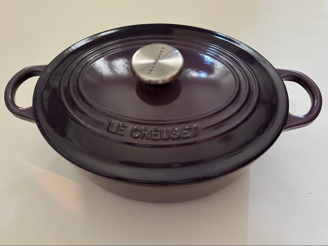 Le Creuset Oval Cocotte 25cm 2-3/4qt 9″ Cassis Purple Casserole Enamel Cast Iron