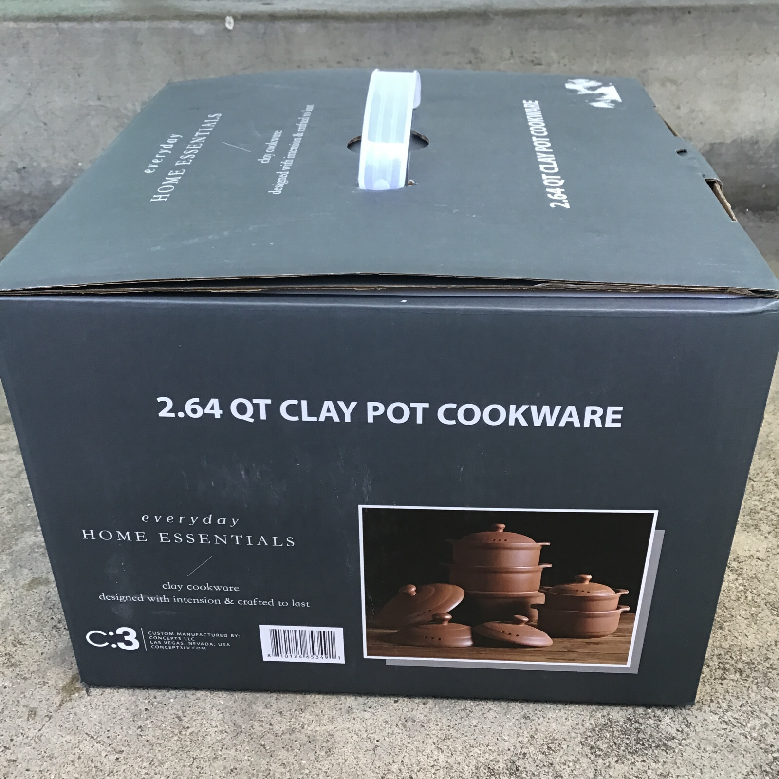 Home Essentials 2.64 QT Brown Clay Pot Cookware For Gas Wood Oven Stoves
