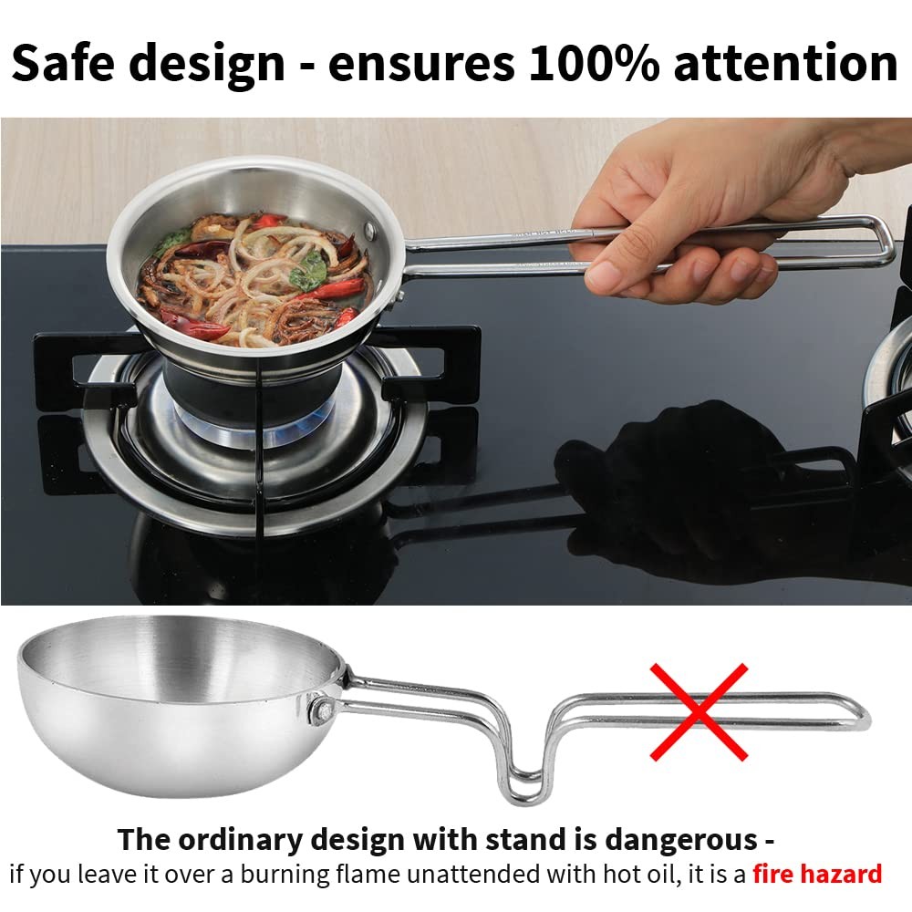 1.5 Cup Tadka Pan 360 ml Triply Stainless Steel Induction Pan Silver