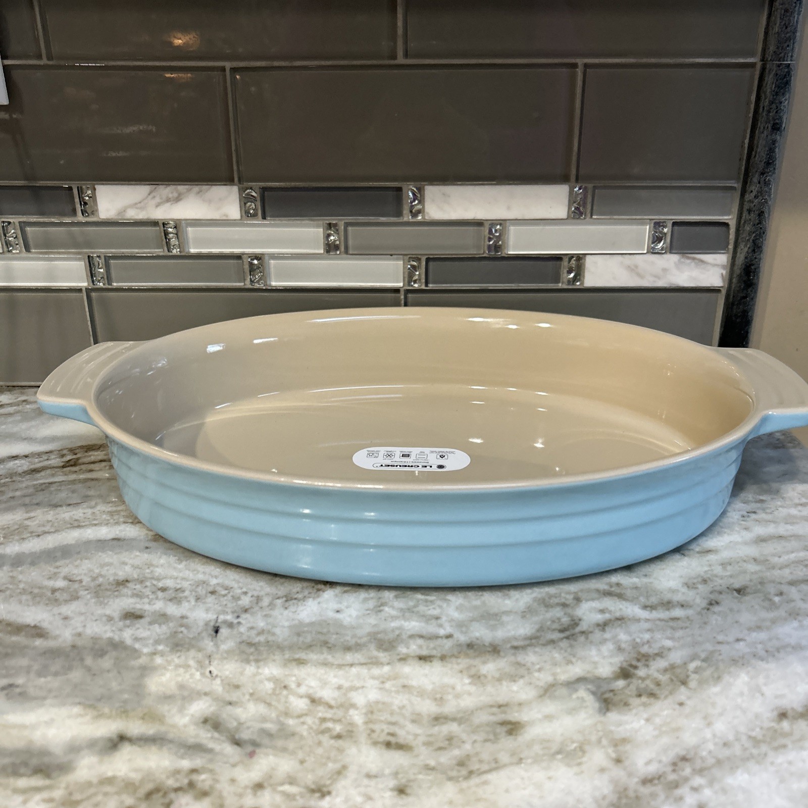 Le Creuset 36 cm Oval Sky Blue Large Casserole Baking Dish New Holiday 16”
