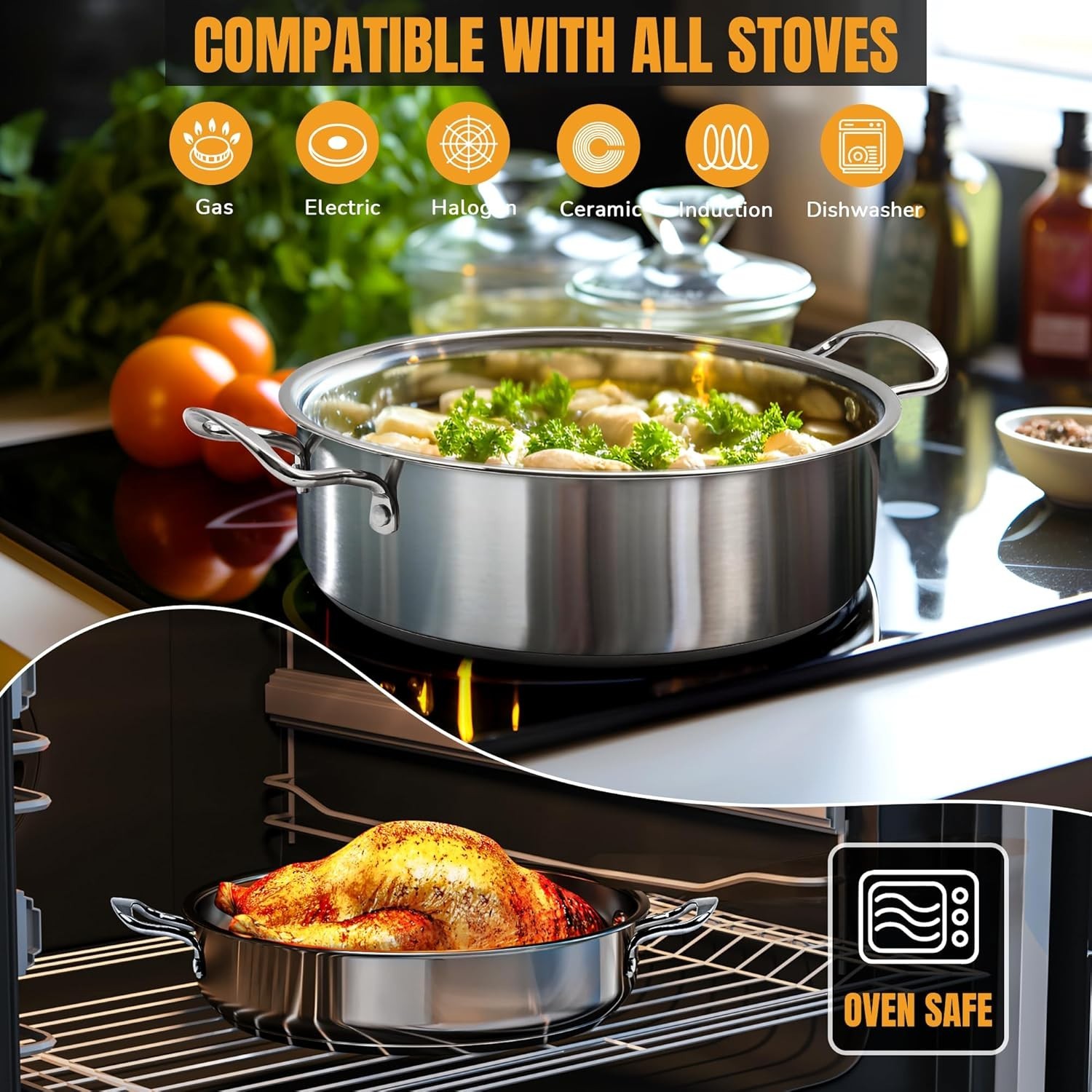 6-Piece Nonstick Pot & Pan Set for Induction, Gas, and Electric Cooking