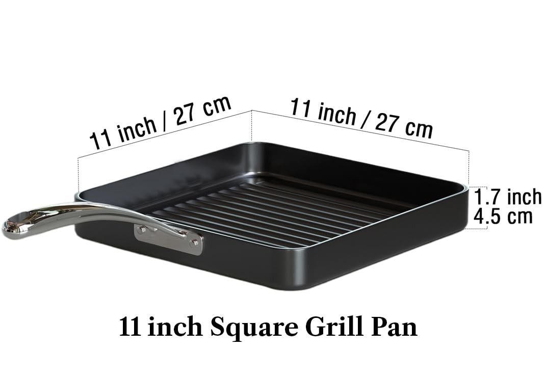 Cooks Standard 11-Inch Square Nonstick Grill Pan For Stovetop 02540