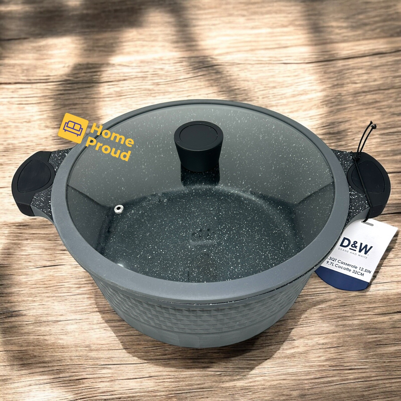 D&W Pot/Casserole 12.5″ Inch,10 Qt With Lid Big Party Size Nonstick Cookware