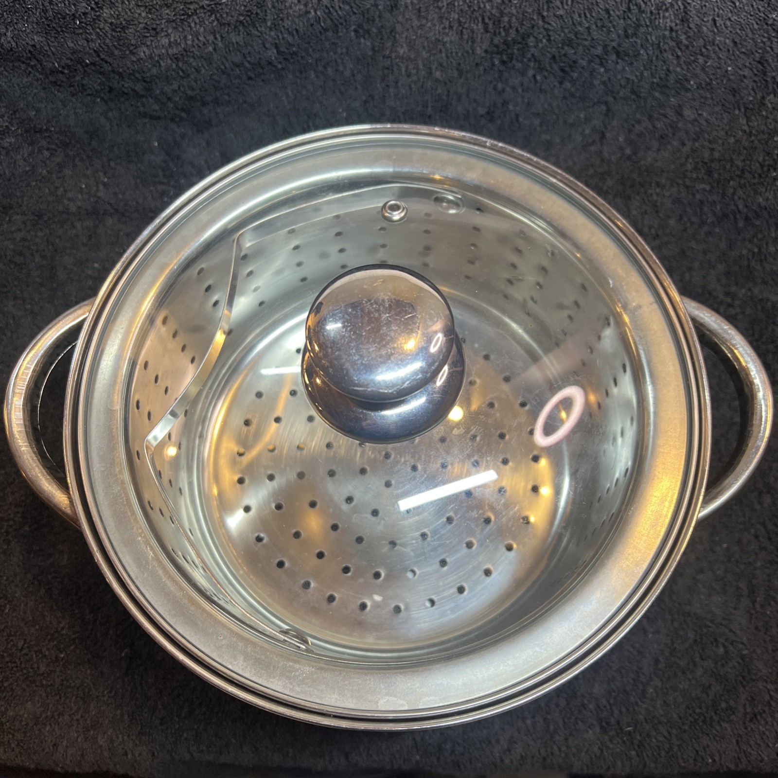 Stainless Steel 4-Quart Steamer Pot with Glass Lid, pot, insert and lid