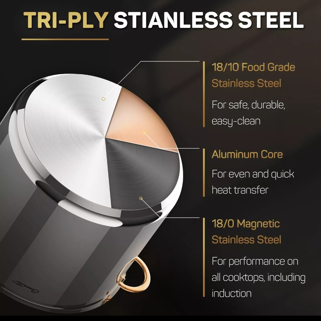 Ciwete High Grade 32cm/20 Quart 3 Ply Stainless Steel Stock Pot W/ Lid Cookware