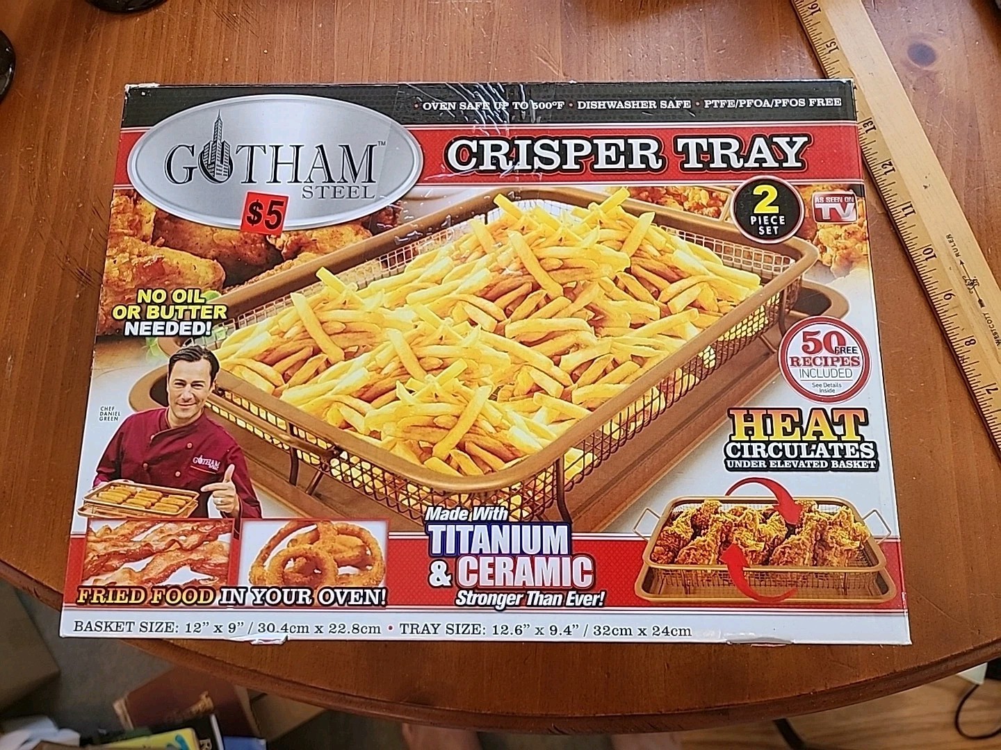 Gotham Steel Crisper Tray 2 Piece Nonstick Copper Crisper Tray and Basket 12×9
