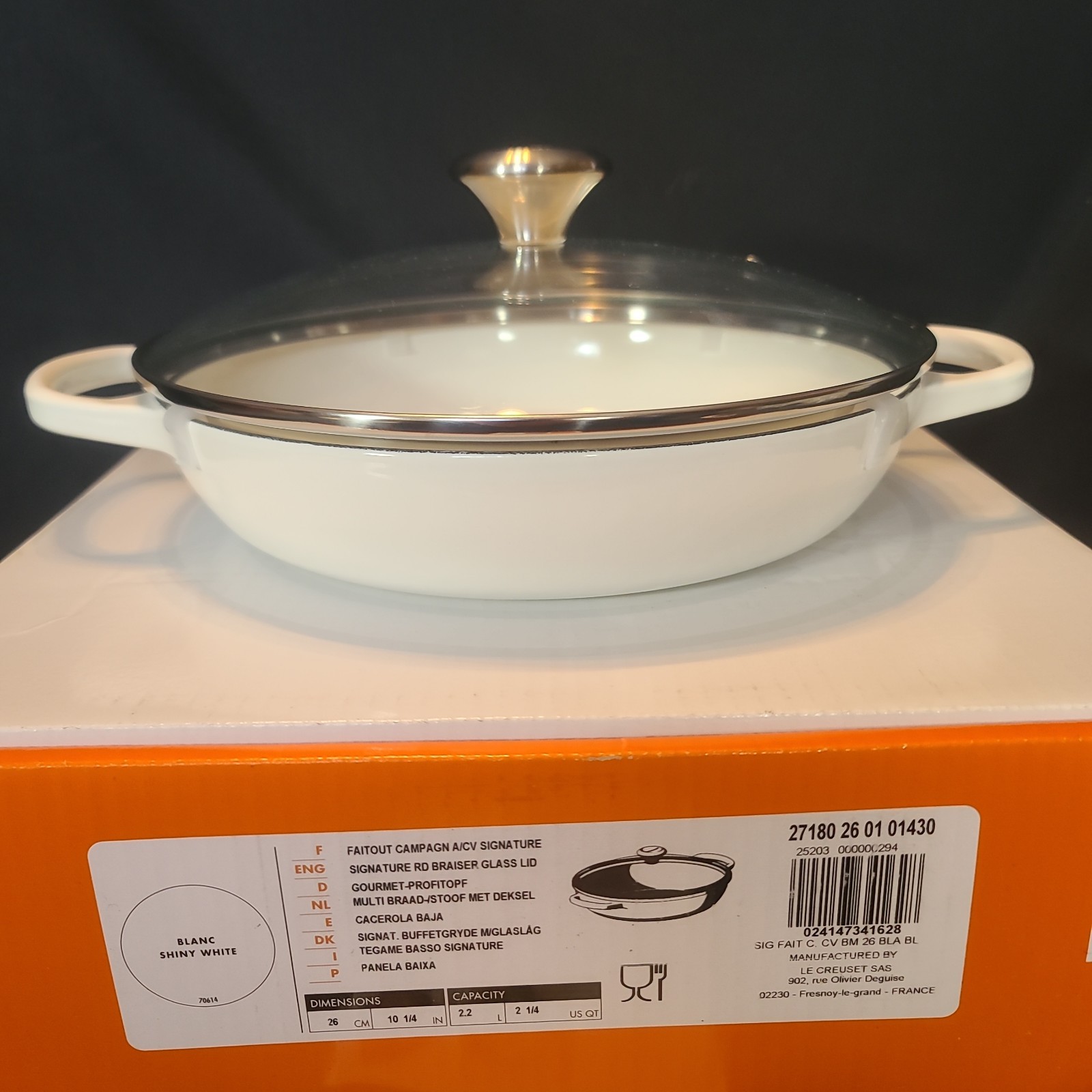 Le Creuset Enameled Cast Iron Signature Round Braiser with Glass Lid 2.25 Qt