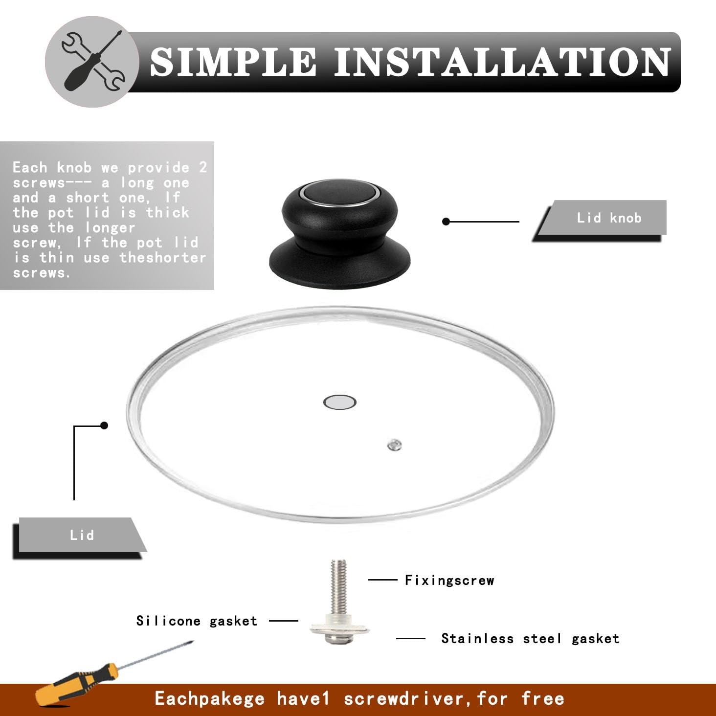 2 Pack Pot Lid Top Knob, and Prevent Static Electricity, Universal Pot Lid Kn…