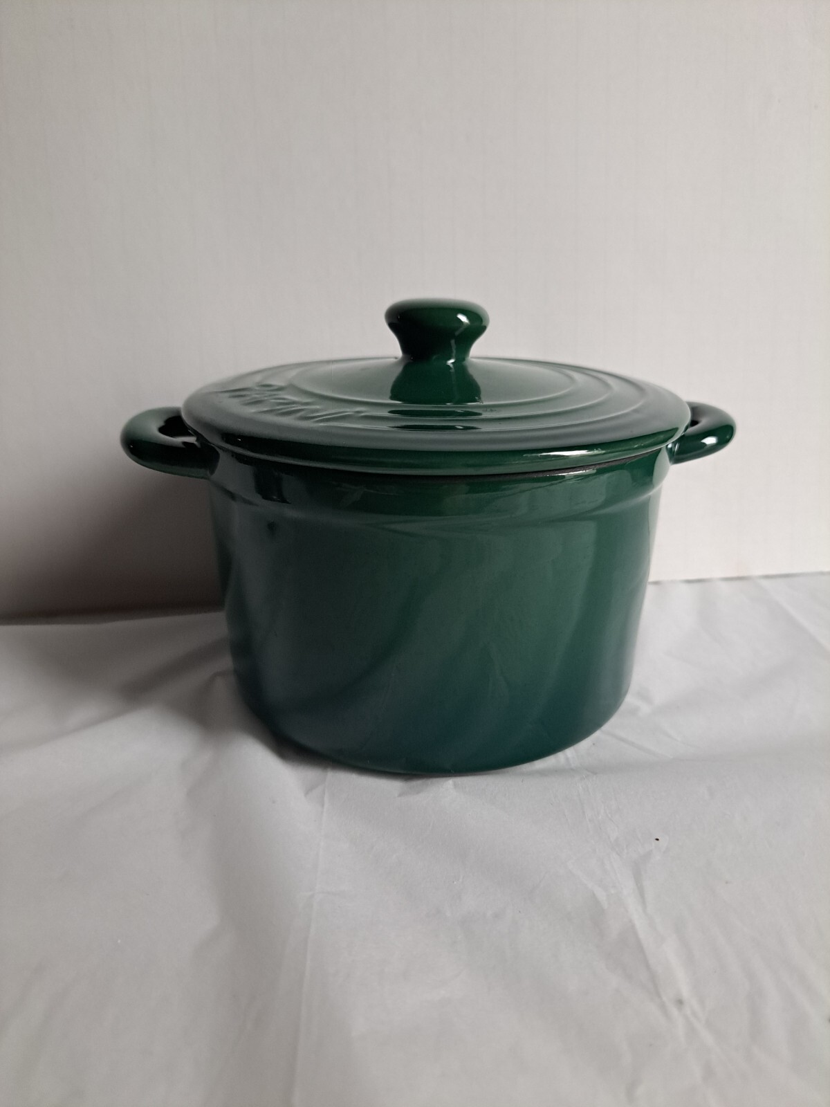 Parini Stoneware Dutch Oven Lidded 1 Quart Casserole Dish Green Flameproof