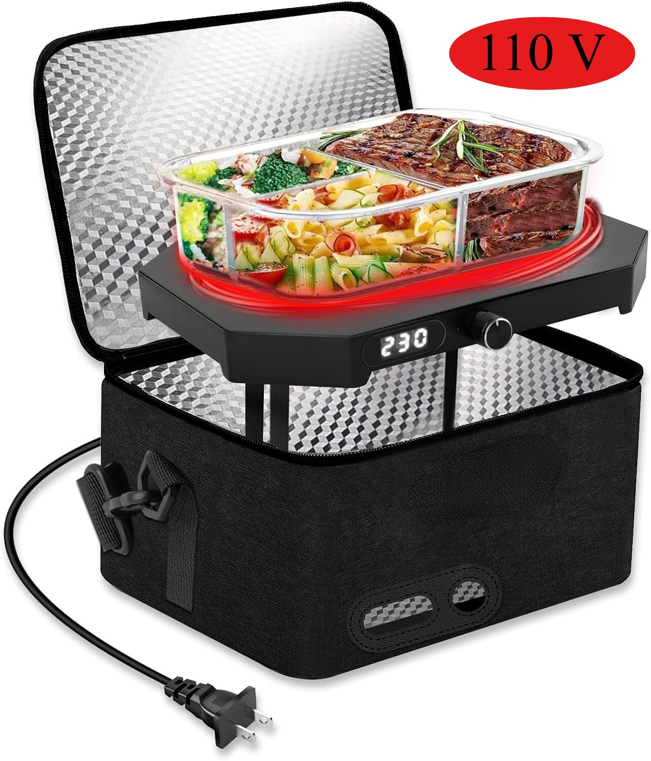 Portable Electric Food Warmer – 110V Digital Lunch Box for Office & Travel