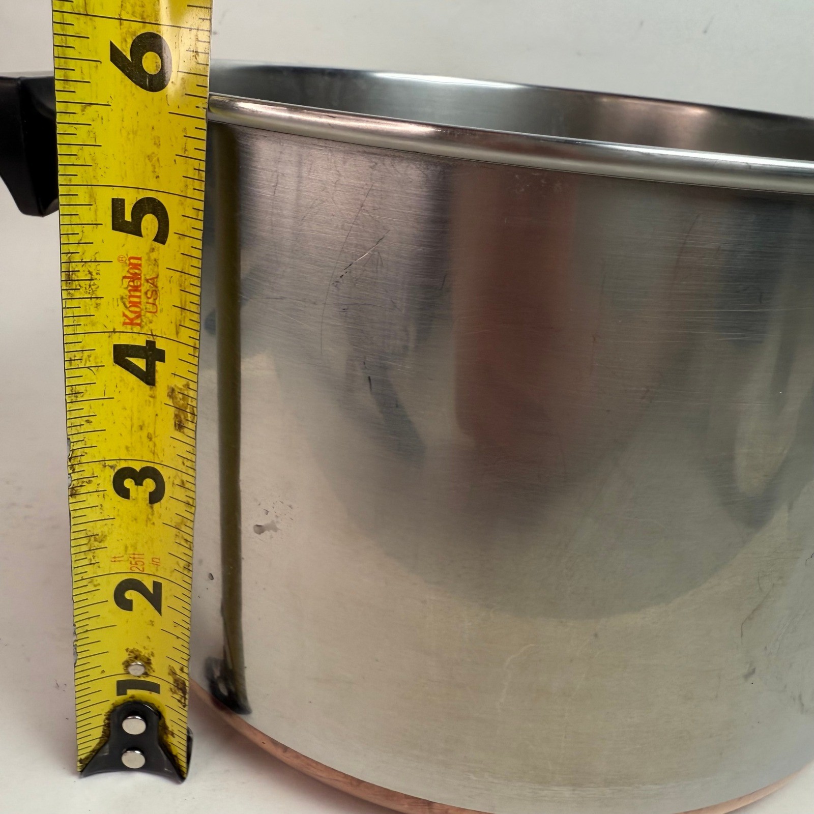 Revere Ware 6 Qt Stock Pot Copper Bottom 1801 Clinton IL USA Stainless No Lid