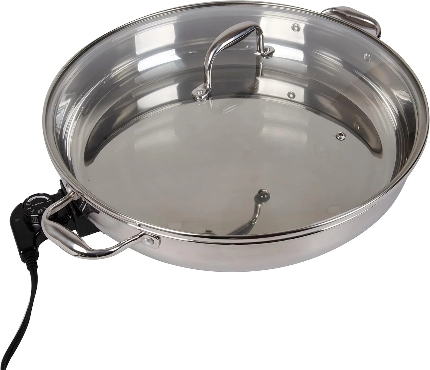 XL Electric 16″ Skillet By CucinaPro- 18/10 Stainless Steel Frying Pan with Temp