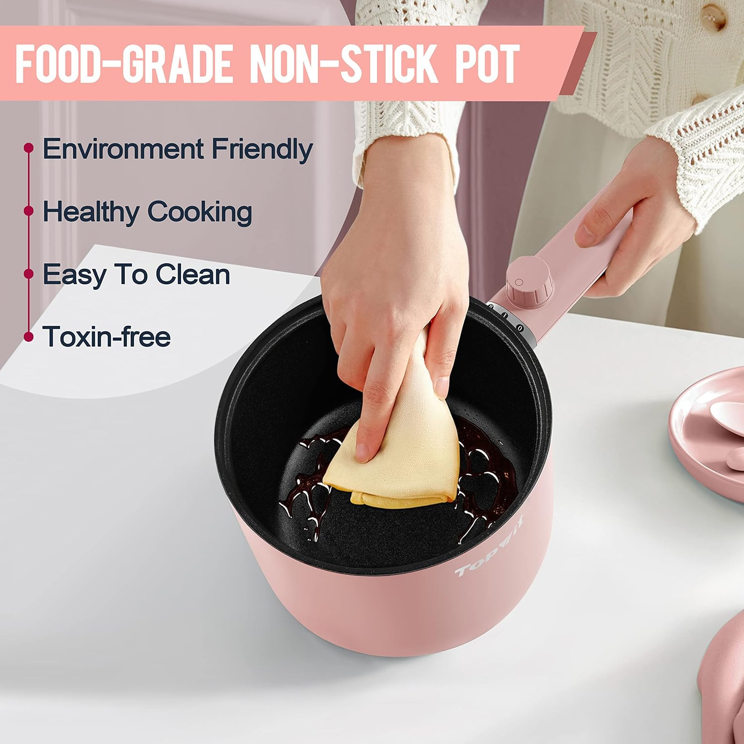 Hot Pot Electric, 1.5L Ramen Cooker, Portable Non-Stick Frying Pan, Electric Pot