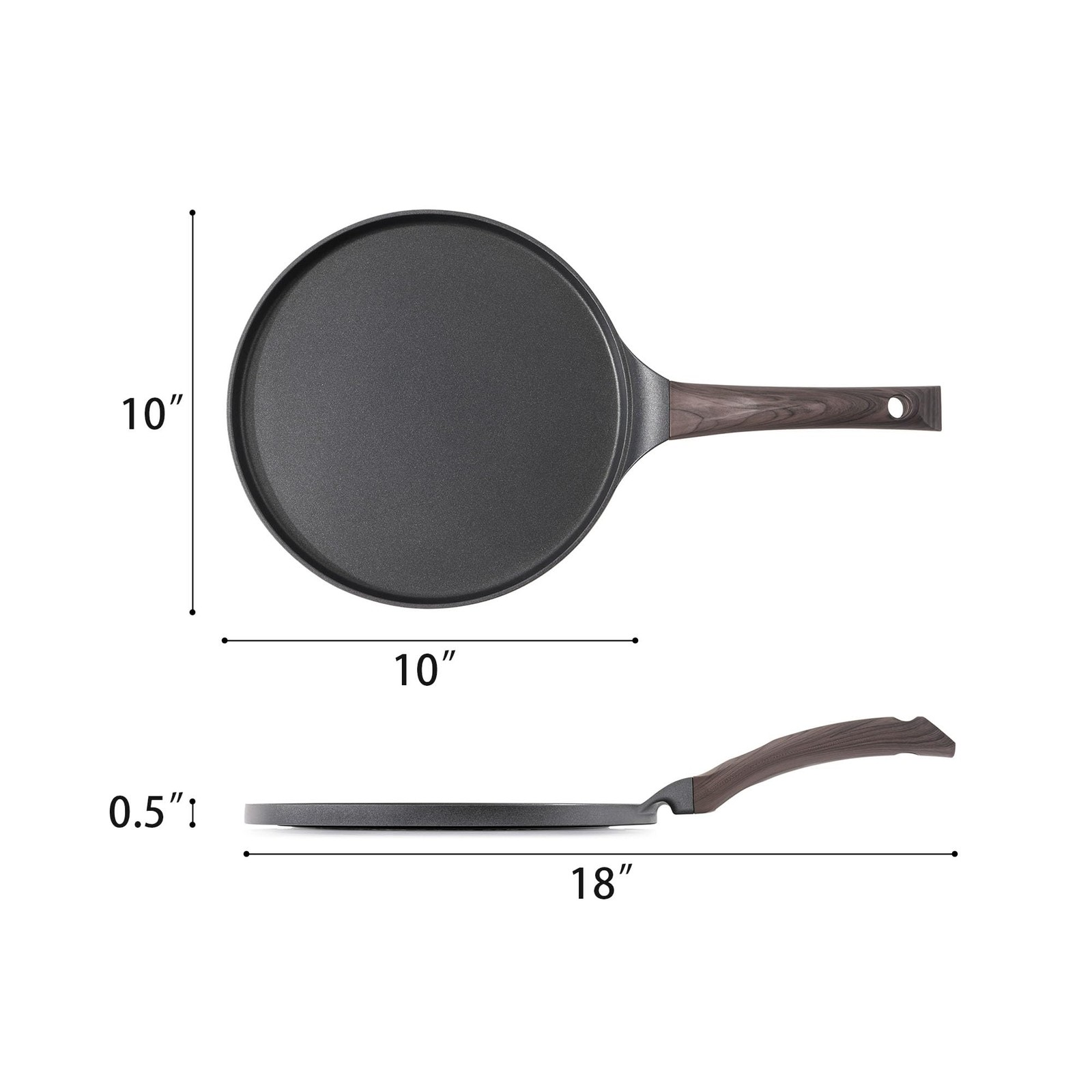 10 Inch Nonstick Crepe Pan Granite Coating Pancake Pan Black