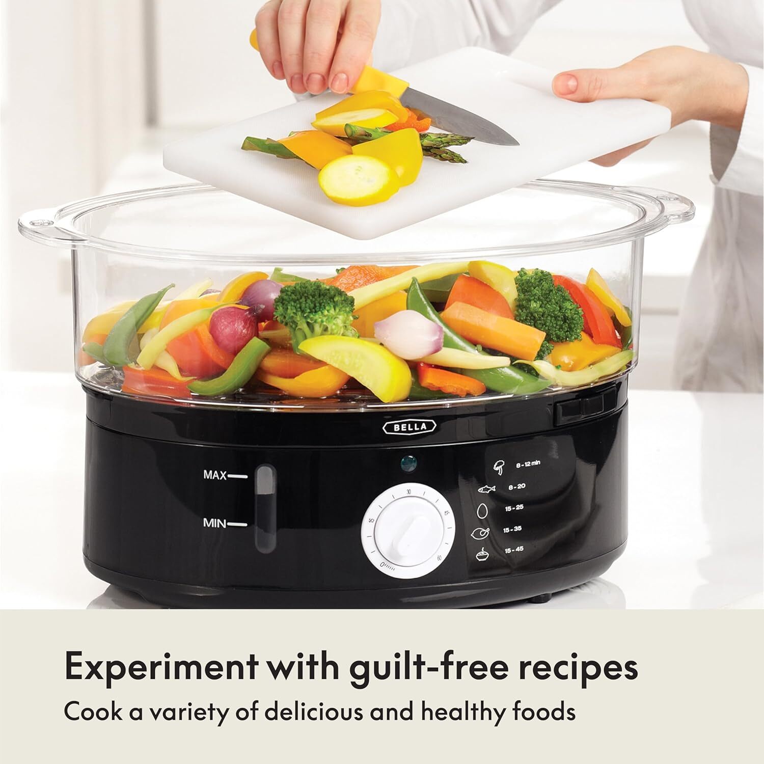 BELLA 7.4 QT 2-Tier Electric Food Steamer Vegetable Cooker Warmer for Cooking